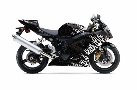 Suzuki GSX-R 600/750 (2004-2005) with the Diamond Flames Black graphic kit