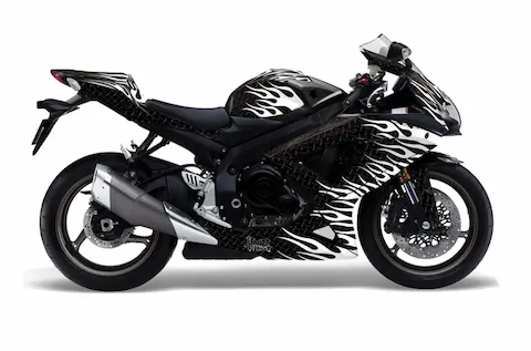 Suzuki GSX-R 600/750 (2008-2010) with the Diamond Flames Black graphic kit